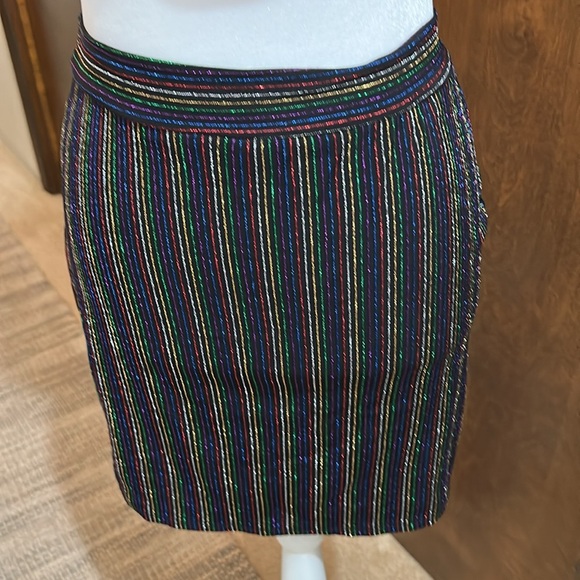 A3 DESIGN TWO PEICE METALLIC NYLON STRIPPED SKIRT AND CROP TOP SET SZ M - Picture 3 of 15